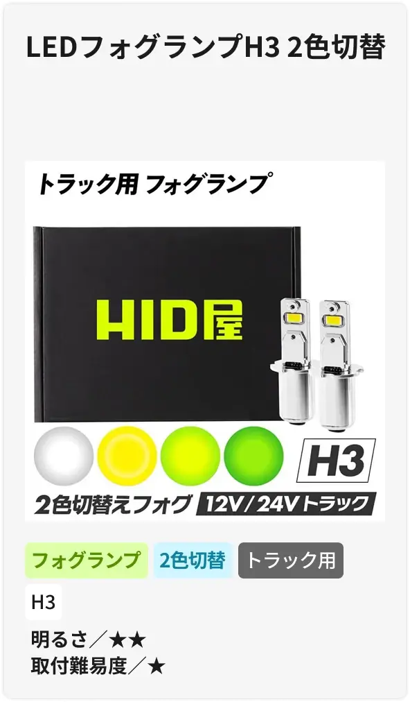 LEDフォグランプH3 2色切替