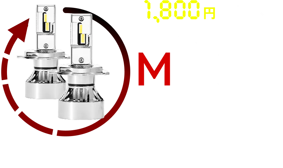 2,800円OFF　ヘッドライト/フォグランプ Mシリーズプレミアム 豪華フルメッキボディでアップグレード。純正ハロゲンの約7.8倍、1灯あたり49,600cd。従来の LEDよりもセンターを重点的に照射します。