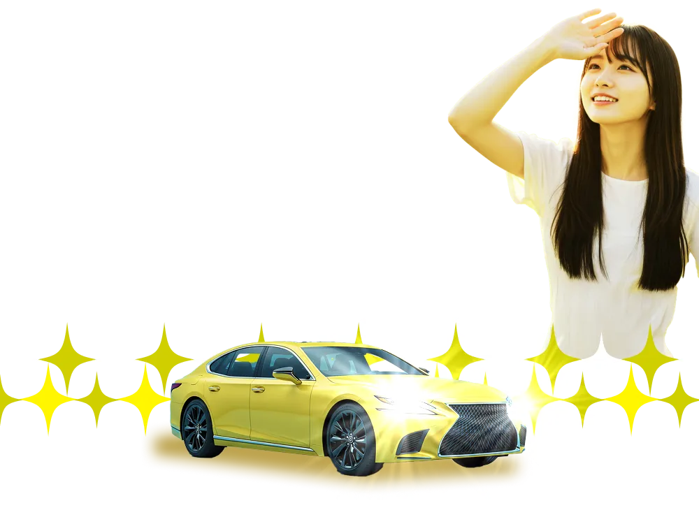 (背景)女性と車の画像