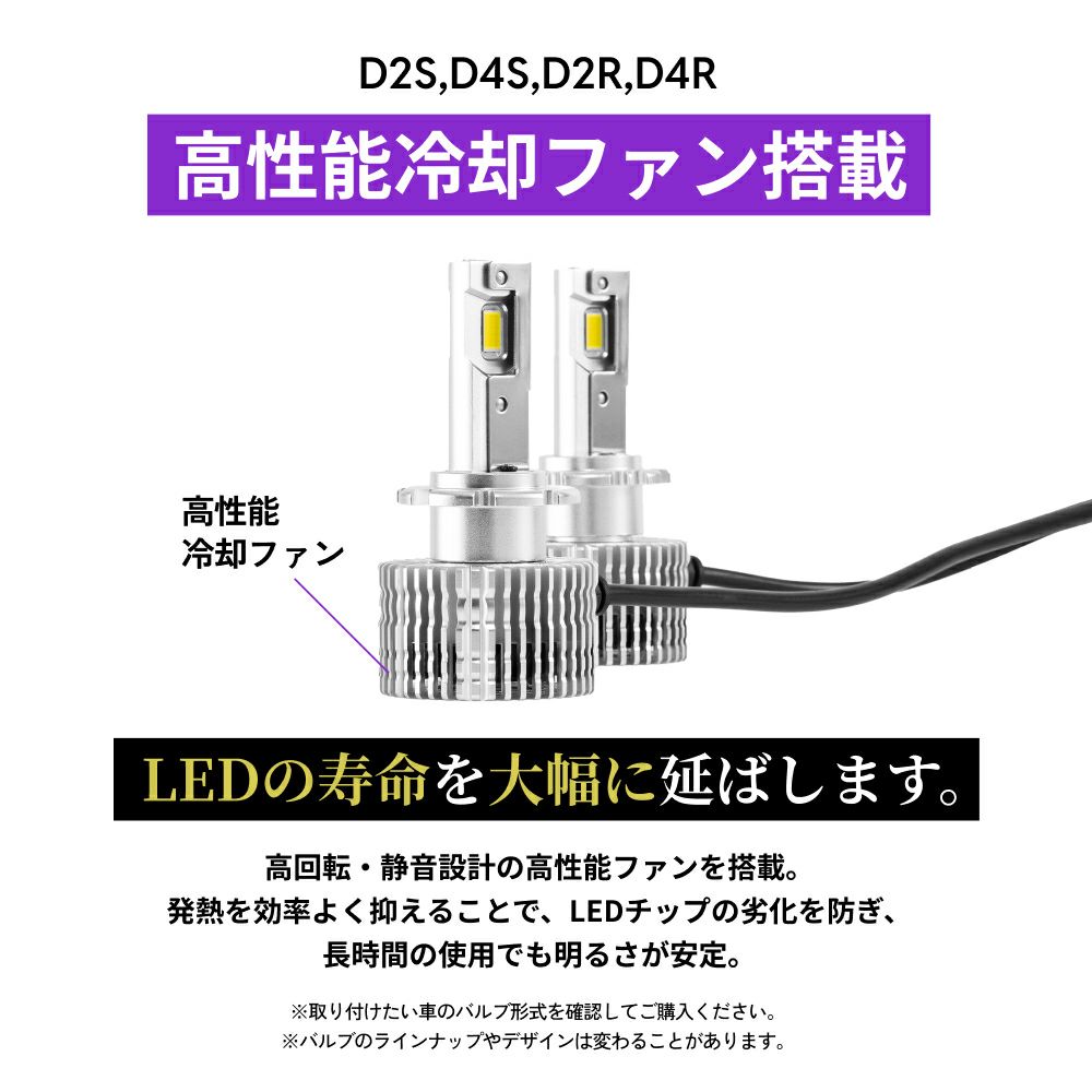 Dシリーズ LEDヘッドライト D2S/D2R & D4S/D4R専用 6500K ホワイト光 