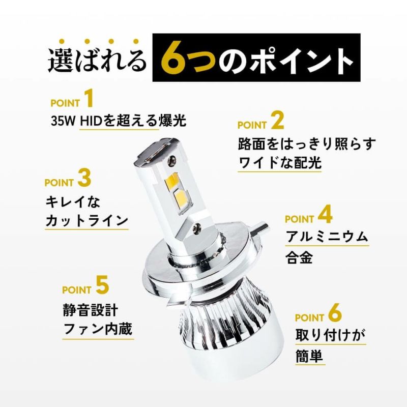 HID屋 LED ヘッドライト イエロー 32500cd(カンデラ) H4 Hi/Lo