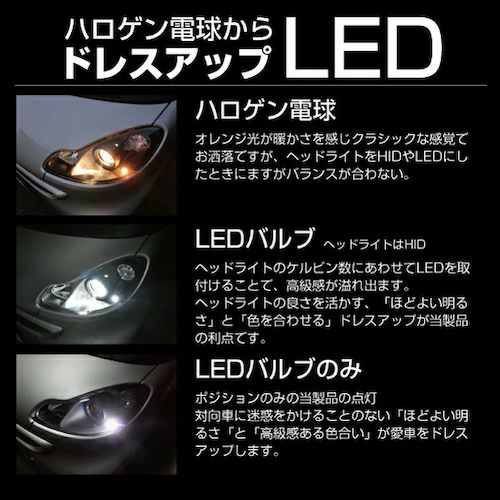 SMD 5連 LEDバルブ ポジション/ナンバープレート/ドア下ランプ用、4300K/6000K/8000K、省エネ・無極性、車検対応・一年保証、1セット2個  T10 | HID屋 公式ショップ