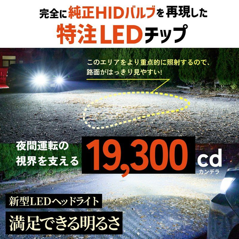 Dsシリーズ 純正HID対応LEDヘッドライト 19300cd（カンデラ） 6500Kクリアホワイト光車検対応・一年保証 配線不要のコードレス一体型  D2S/D4S対応 | HID屋 公式ショップ
