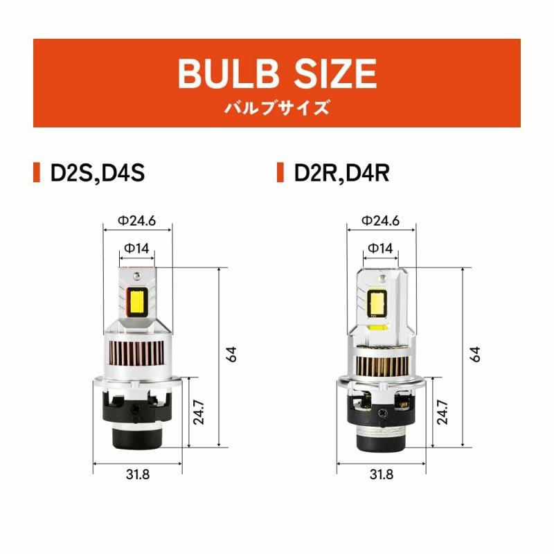 HID屋 LED ヘッドライト D2S D2R D4S D4R DSシリーズ 19300cd(カンデラ